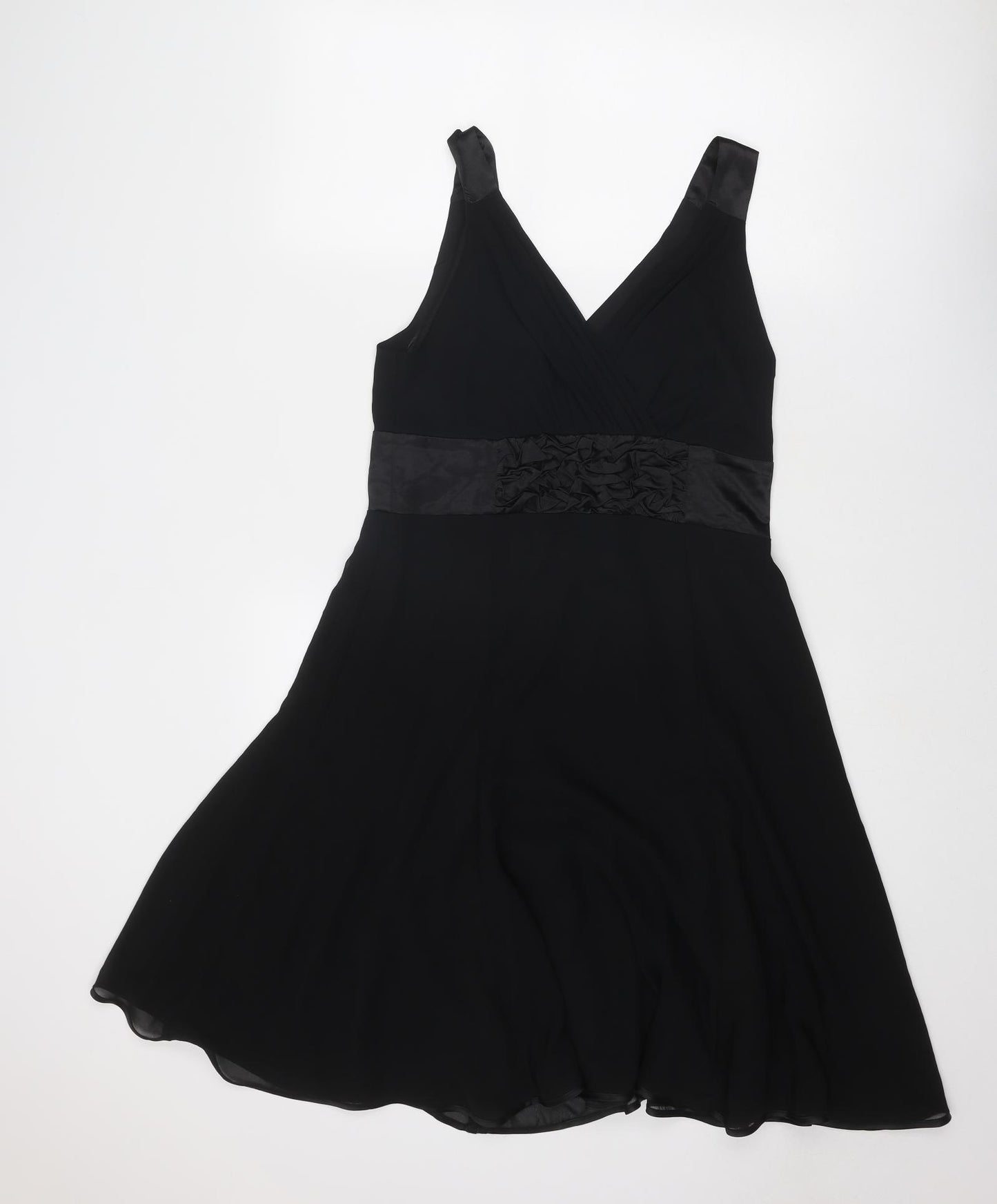 Stax Womens Black Polyester A-Line Size 12 V-Neck Zip
