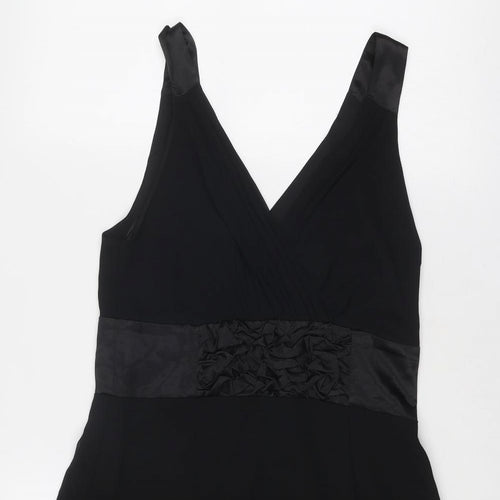 Stax Womens Black Polyester A-Line Size 12 V-Neck Zip