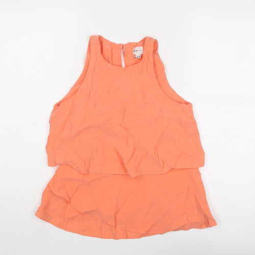River Island Womens Orange Polyester Basic Tank Size 6 Round Neck