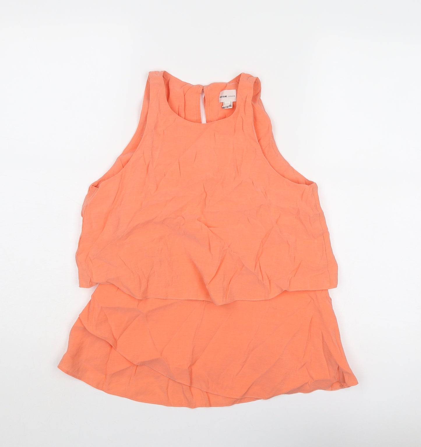 River Island Womens Orange Polyester Basic Tank Size 6 Round Neck
