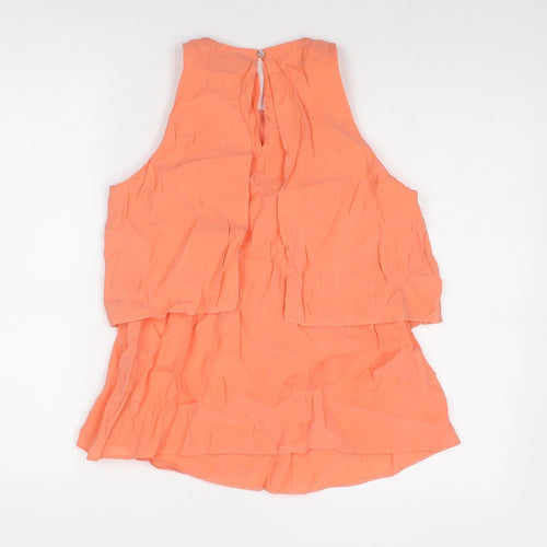 River Island Womens Orange Polyester Basic Tank Size 6 Round Neck