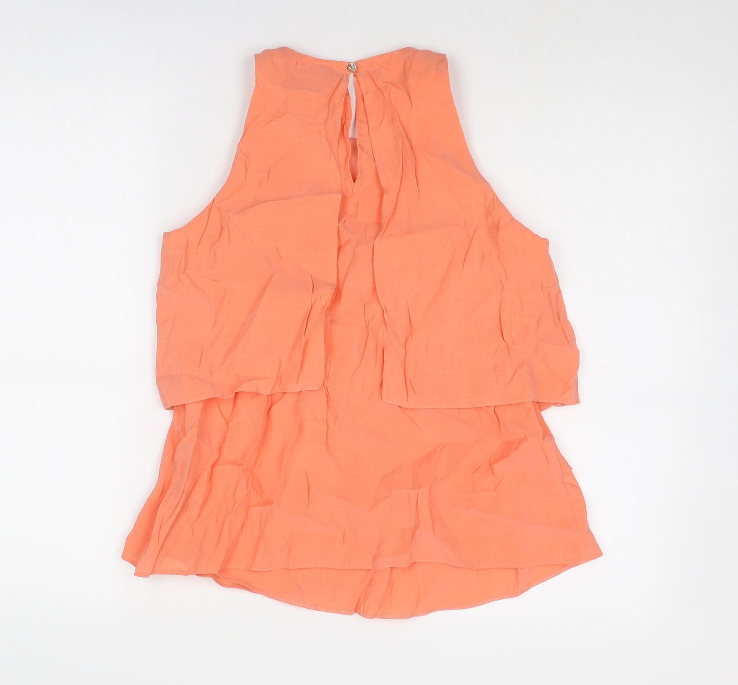 River Island Womens Orange Polyester Basic Tank Size 6 Round Neck