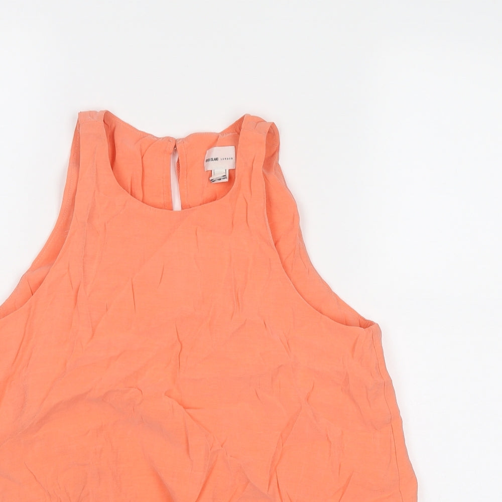 River Island Womens Orange Polyester Basic Tank Size 6 Round Neck