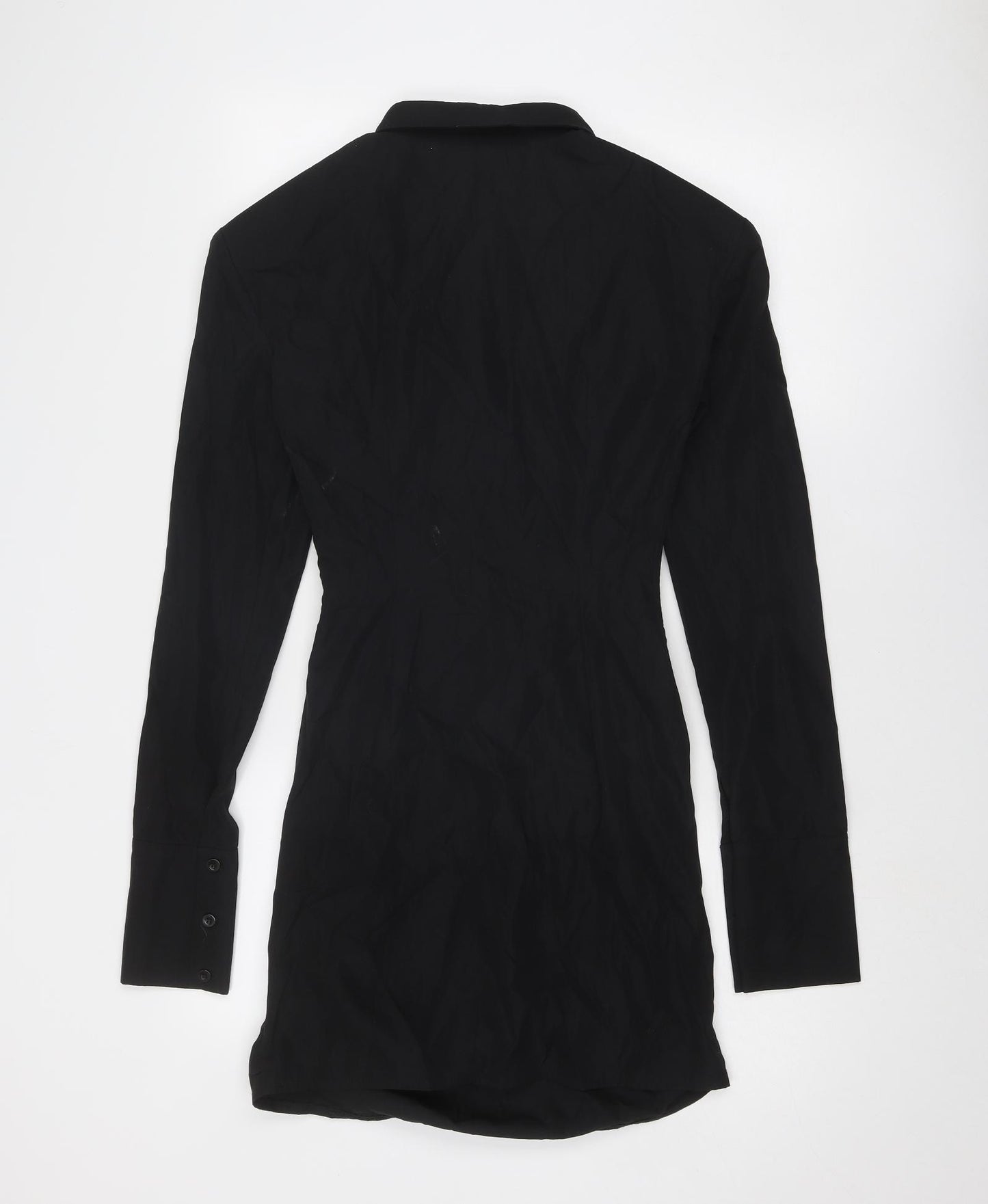 PRETTYLITTLETHING Womens Black Polyester Mini Size 8 Collared Zip