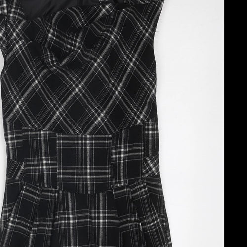 Oasis Womens Black Geometric Polyester Shift Size 12 Round Neck Zip