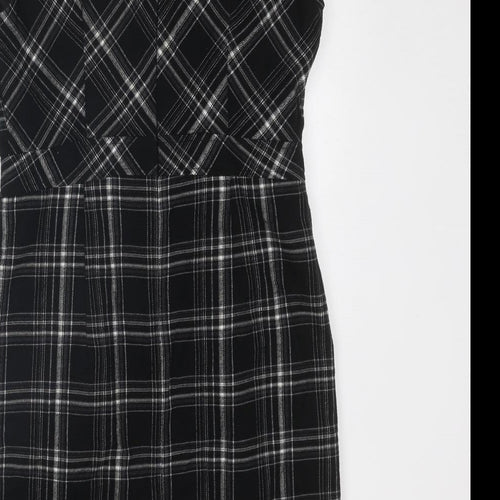 Oasis Womens Black Geometric Polyester Shift Size 12 Round Neck Zip