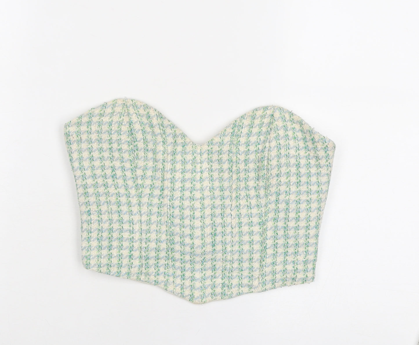 Zara Womens Green Geometric Cotton Cropped Tank Size XS Sweetheart
