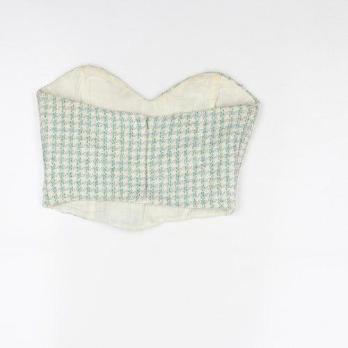 Zara Womens Green Geometric Cotton Cropped Tank Size XS Sweetheart