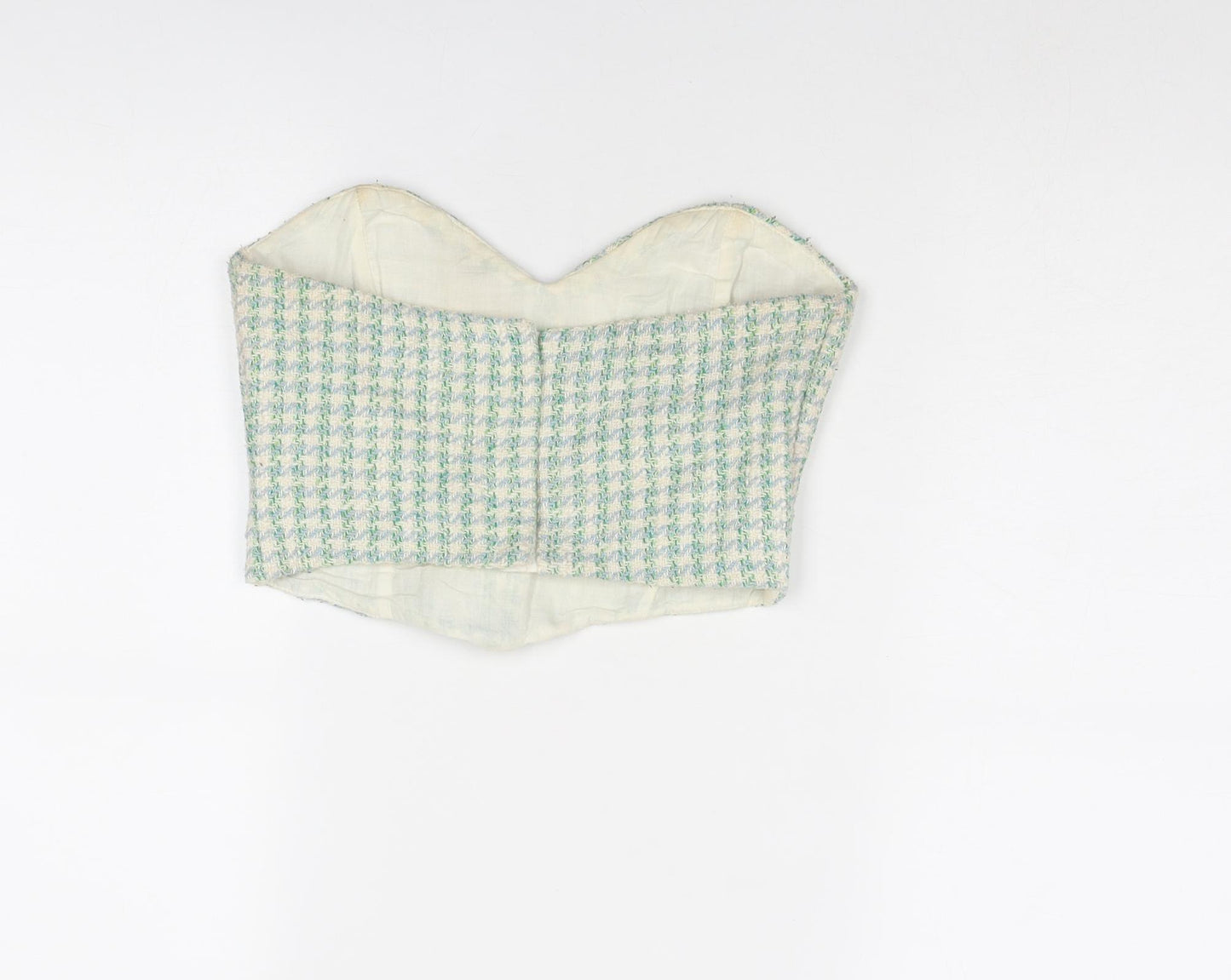 Zara Womens Green Geometric Cotton Cropped Tank Size XS Sweetheart