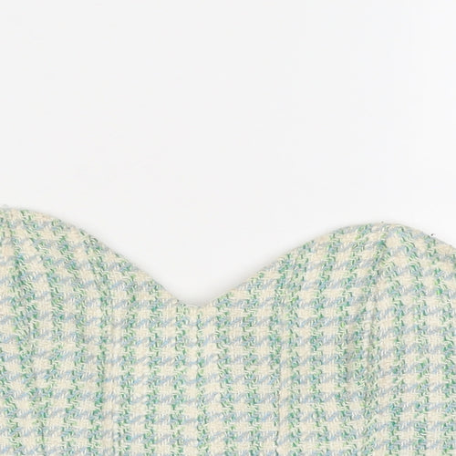 Zara Womens Green Geometric Cotton Cropped Tank Size XS Sweetheart