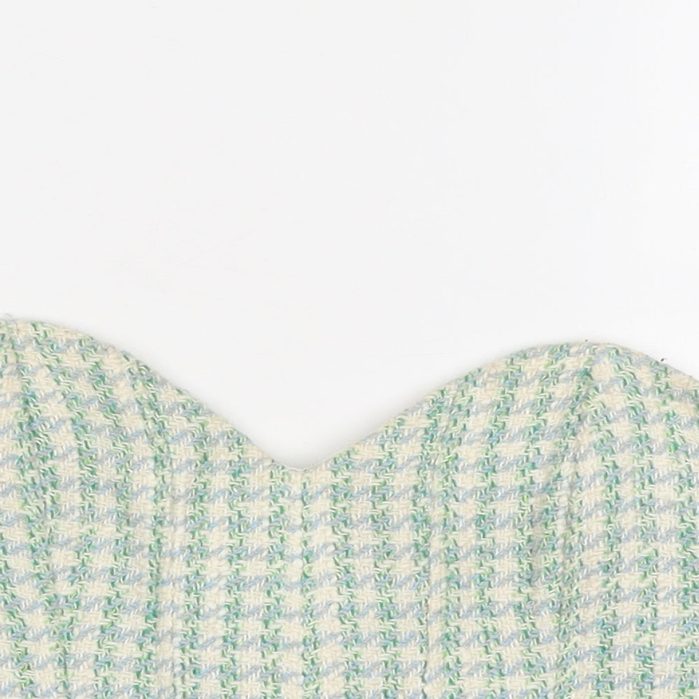 Zara Womens Green Geometric Cotton Cropped Tank Size XS Sweetheart