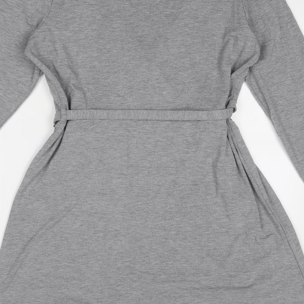 Marks and Spencer Womens Grey Polyester Jumper Dress Size 14 V-Neck Pullover