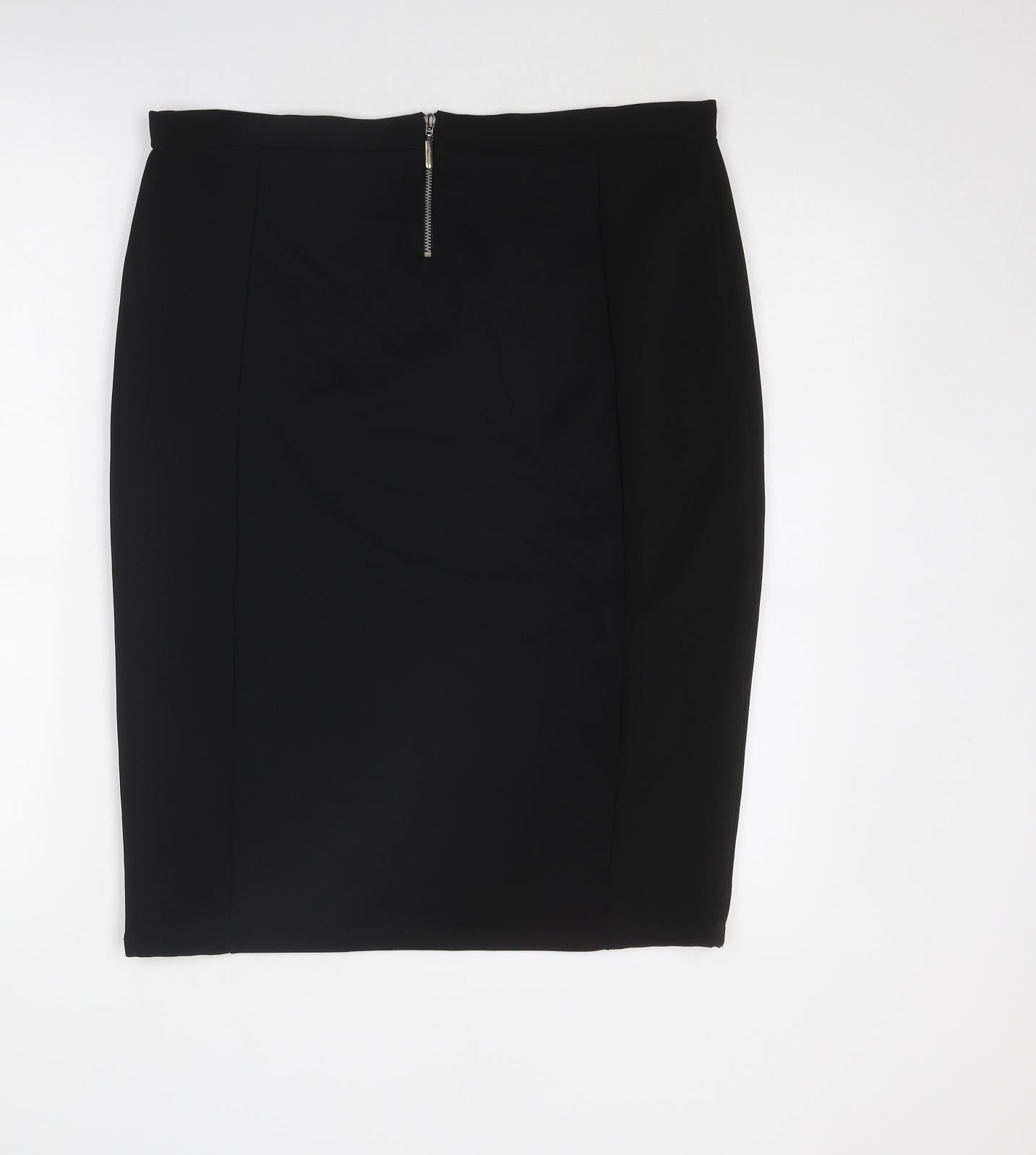 NEXT Womens Black Viscose Straight & Pencil Skirt Size 16 Zip