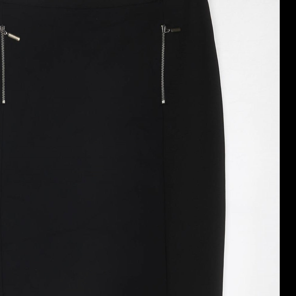 NEXT Womens Black Viscose Straight & Pencil Skirt Size 16 Zip