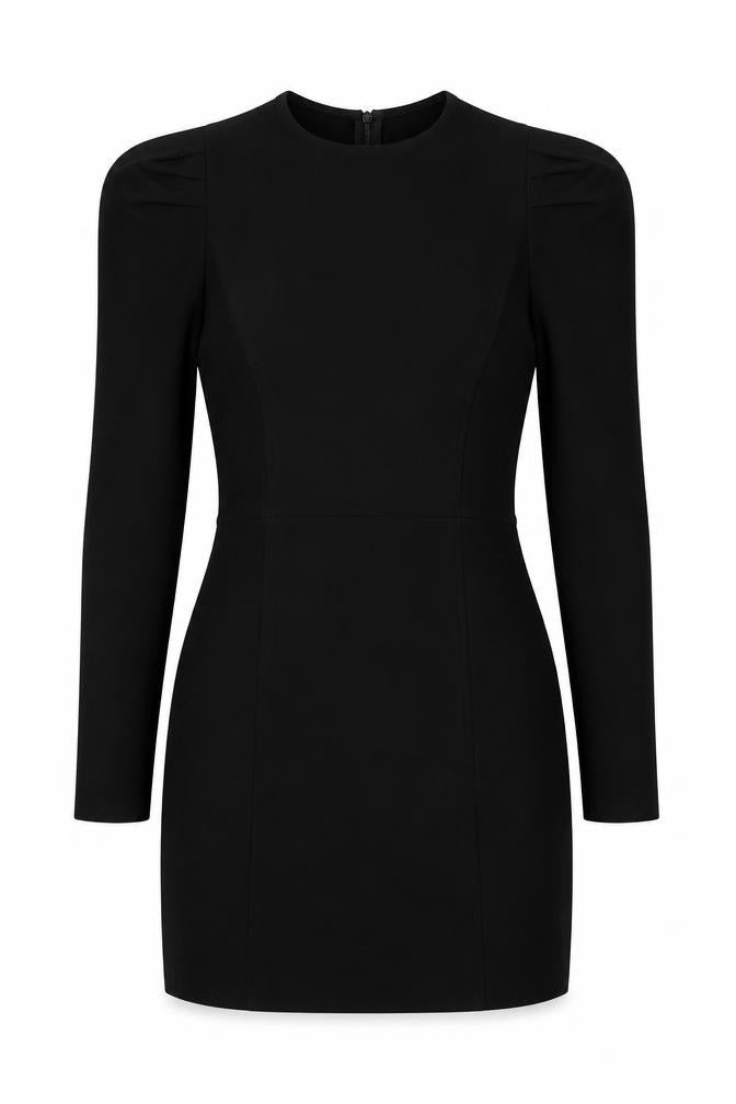 Front view of H&M women’s black polyester a-line, size S, round neck zip