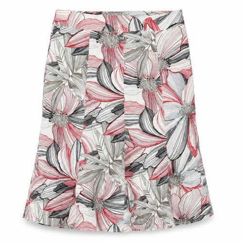 Per Se Womens Multicoloured Floral Linen Swing Skirt Size 14 Zip