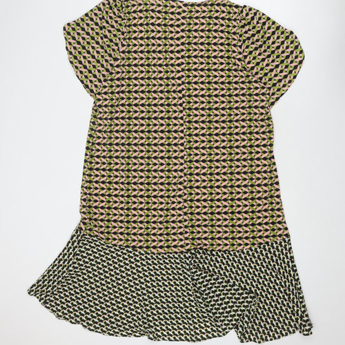 NEXT Womens Multicoloured Geometric Polyester Skater Dress Size 16 Round Neck Pullover