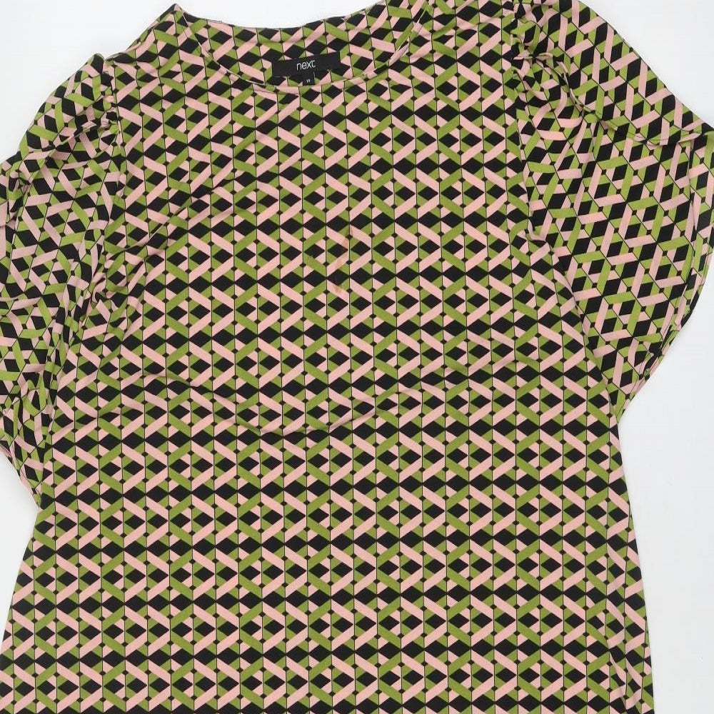 NEXT Womens Multicoloured Geometric Polyester Skater Dress Size 16 Round Neck Pullover