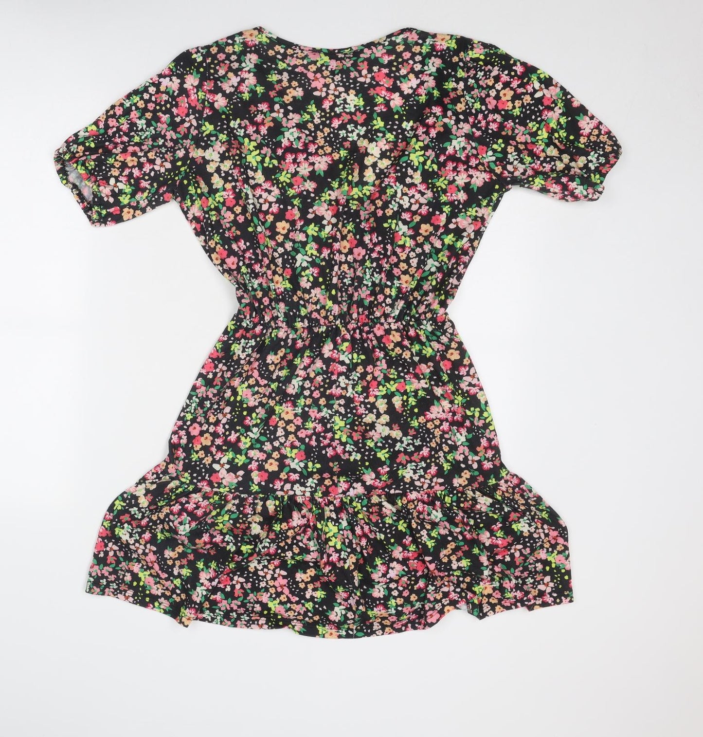 Lipsy Womens Multicoloured Floral Polyester Skater Dress Size 10 V-Neck Pullover