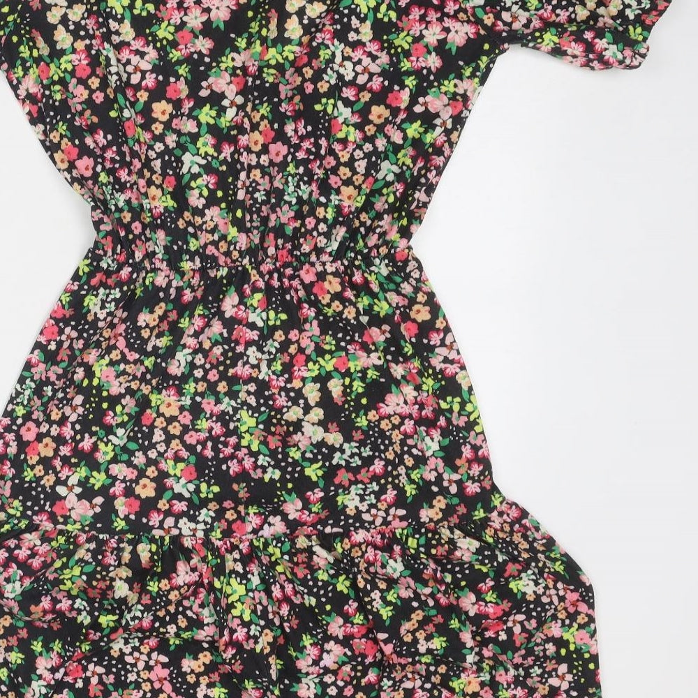 Lipsy Womens Multicoloured Floral Polyester Skater Dress Size 10 V-Neck Pullover