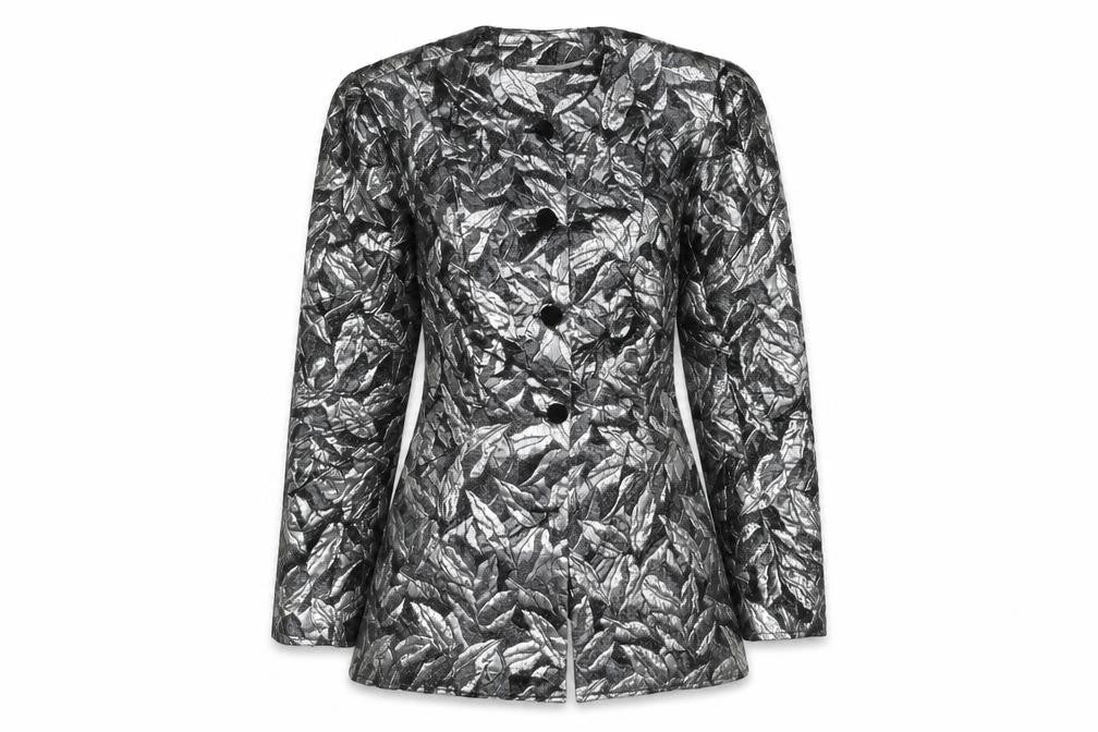 Principles Womens Silver Geometric Jacket Size 12 Button