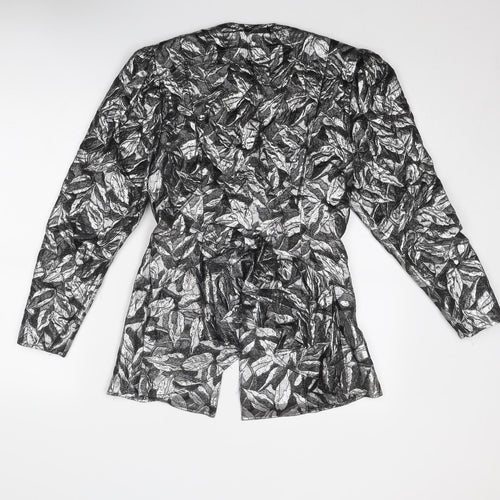 Principles Womens Silver Geometric Jacket Size 12 Button