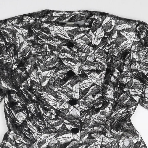 Principles Womens Silver Geometric Jacket Size 12 Button