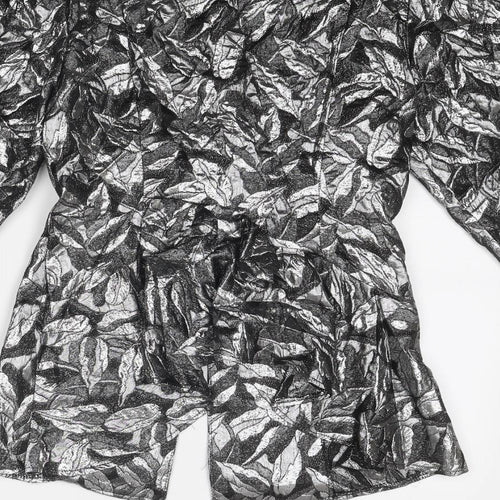 Principles Womens Silver Geometric Jacket Size 12 Button