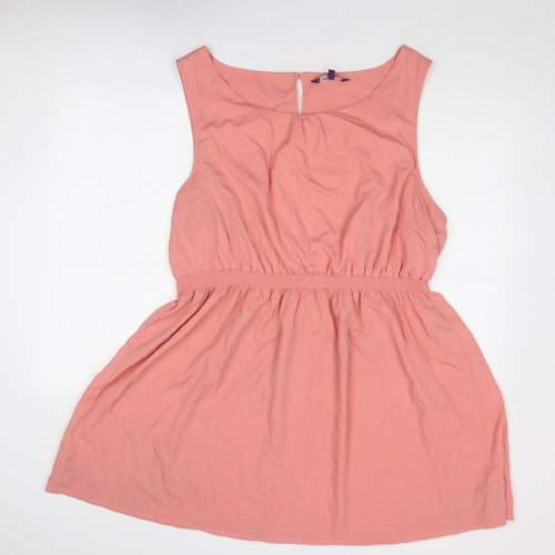 New Look Womens Pink Polyester Tank Dress Size 26 Round Neck Button