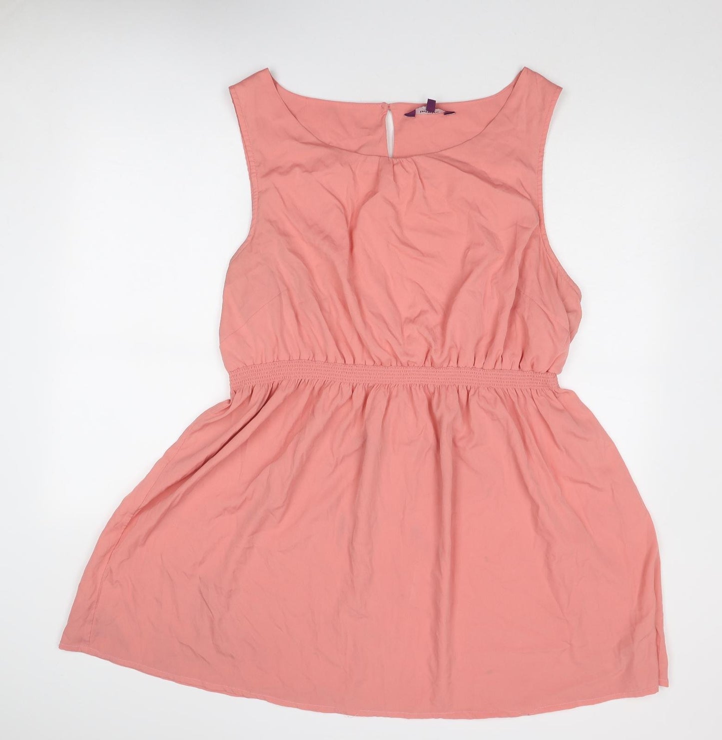 New Look Womens Pink Polyester Tank Dress Size 26 Round Neck Button