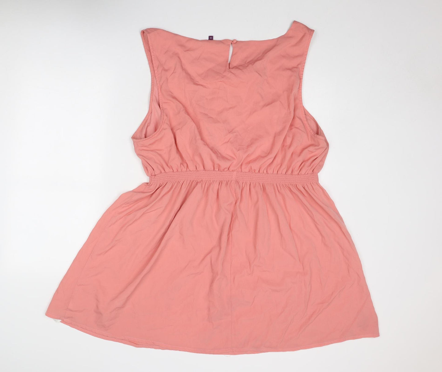 New Look Womens Pink Polyester Tank Dress Size 26 Round Neck Button