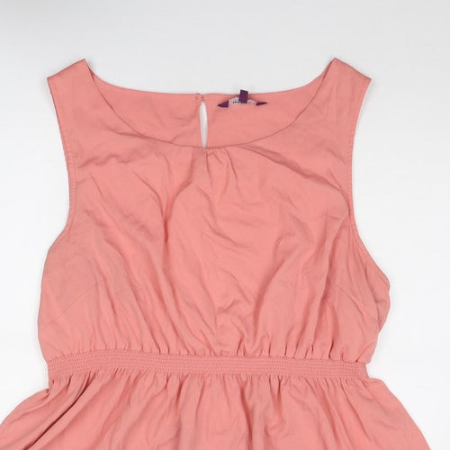 New Look Womens Pink Polyester Tank Dress Size 26 Round Neck Button