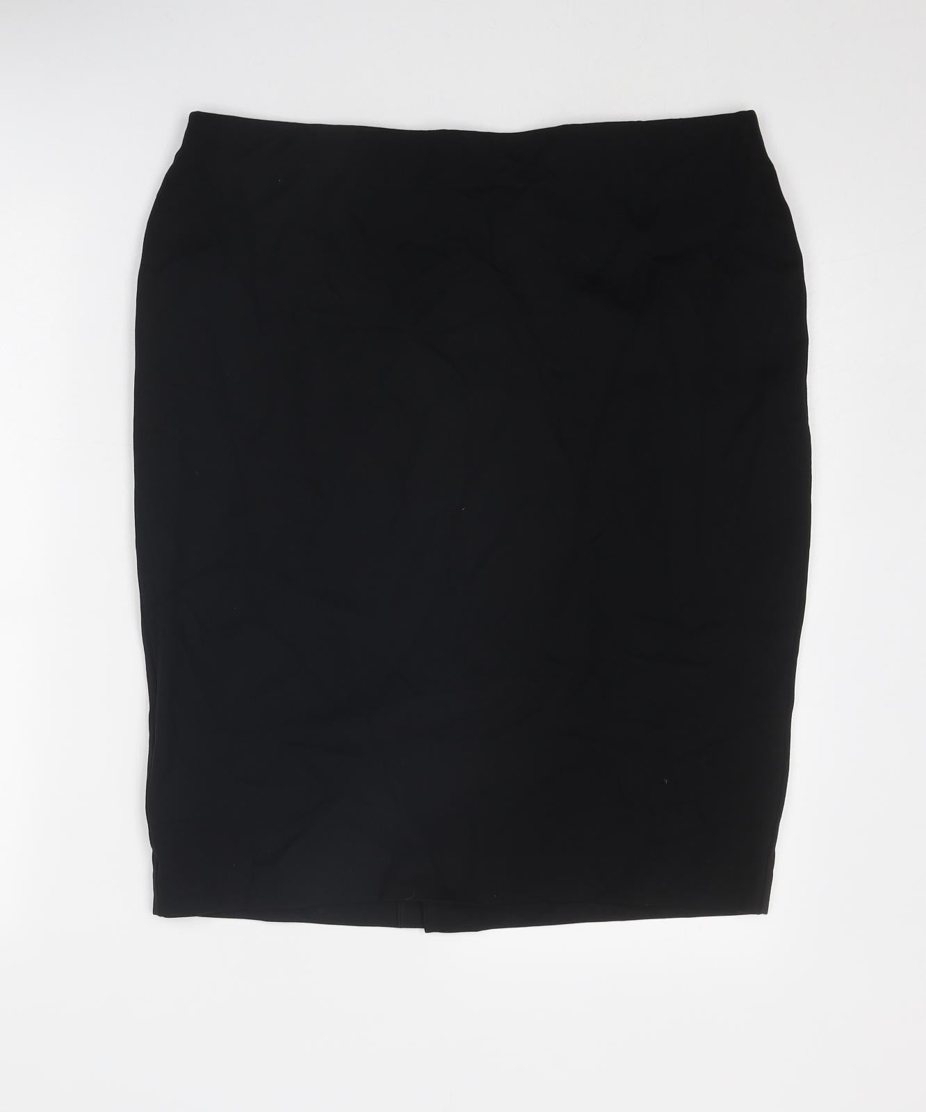Marks and Spencer Womens Black Polyester Straight & Pencil Skirt Size 16