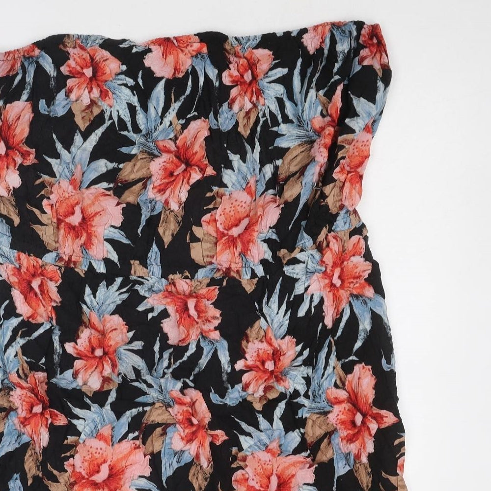 New Look Womens Multicoloured Floral Viscose A-Line Size 14 Off the Shoulder Pullover