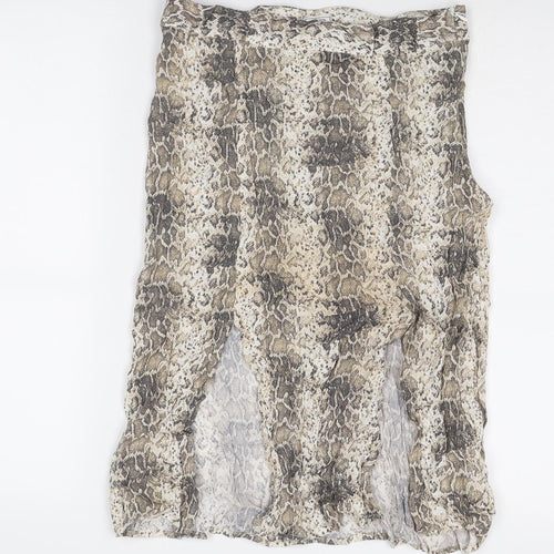 Pimkie Womens Beige Animal Print Viscose A-Line Skirt Size 10 Zip - Snakeskin Pattern