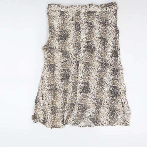 Pimkie Womens Beige Animal Print Viscose A-Line Skirt Size 10 Zip - Snakeskin Pattern