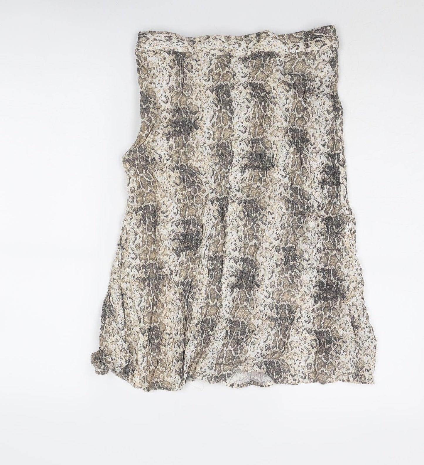 Pimkie Womens Beige Animal Print Viscose A-Line Skirt Size 10 Zip - Snakeskin Pattern