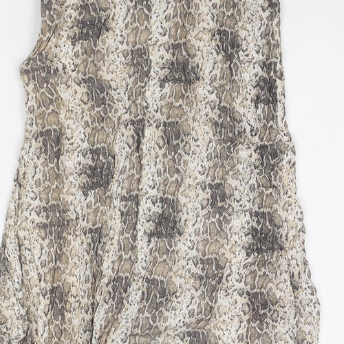 Pimkie Womens Beige Animal Print Viscose A-Line Skirt Size 10 Zip - Snakeskin Pattern
