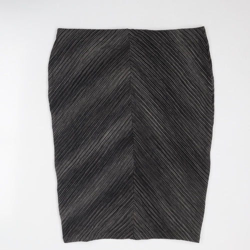 Marks and Spencer Womens Black Geometric Viscose Straight & Pencil Skirt Size 18