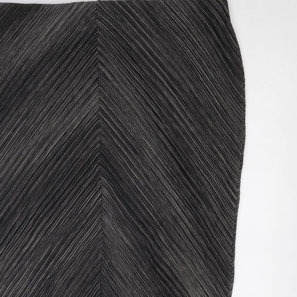 Marks and Spencer Womens Black Geometric Viscose Straight & Pencil Skirt Size 18
