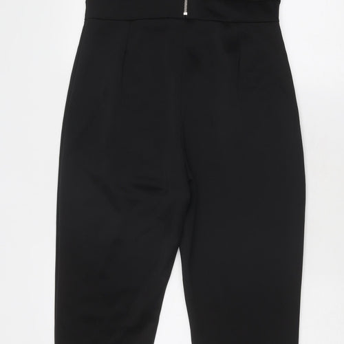 Boohoo Womens Black Polyester Jumpsuit One-Piece Size 14 Zip - Lace Detail