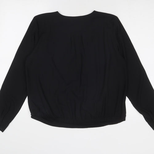 H&M Womens Black Polyester Basic Blouse Size 12 Round Neck