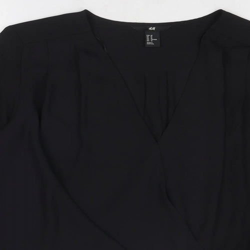 H&M Womens Black Polyester Basic Blouse Size 12 Round Neck