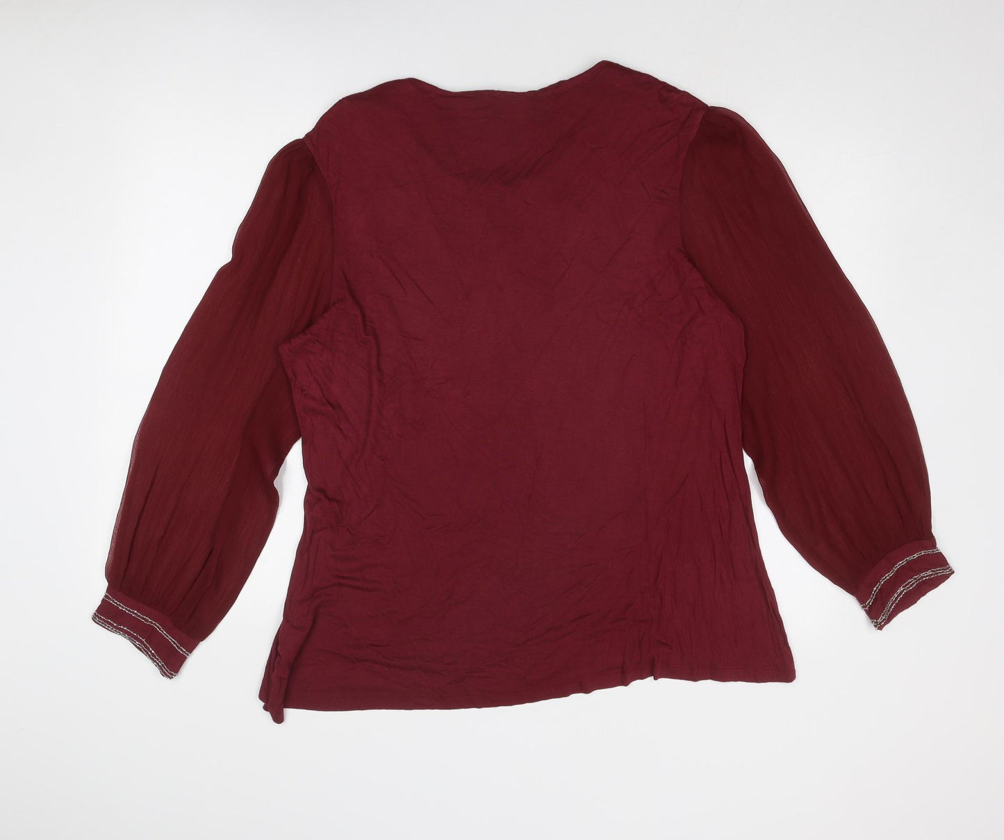 Cotton Traders Womens Red Viscose Basic Blouse Size 20 Round Neck