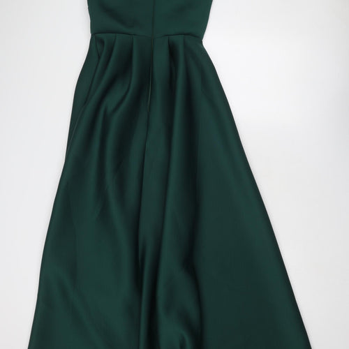 True Violet Womens Green Polyester Ball Gown Size 10 Round Neck Zip