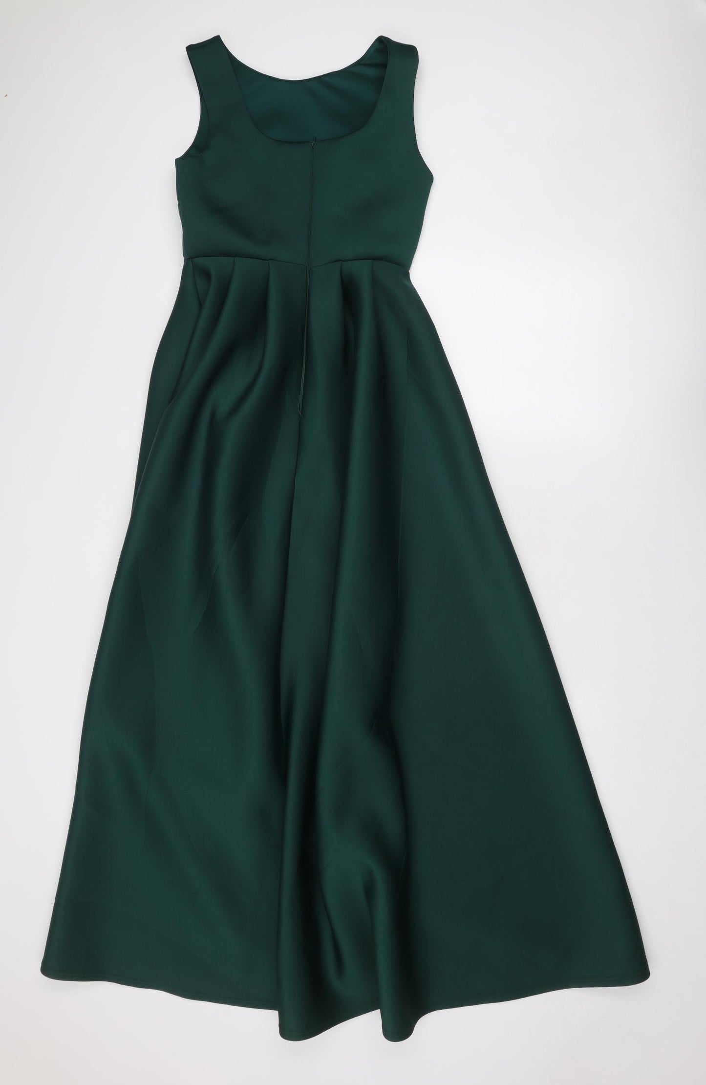 True Violet Womens Green Polyester Ball Gown Size 10 Round Neck Zip