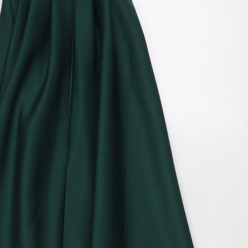 True Violet Womens Green Polyester Ball Gown Size 10 Round Neck Zip