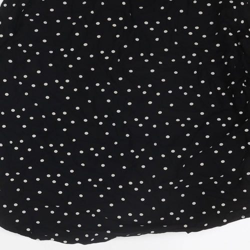 Monki Womens Black Polka Dot Viscose Basic Button-Up Size S Collared