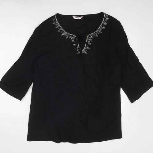 Bonmarché Womens Black Viscose Basic Blouse Size 20 Boat Neck