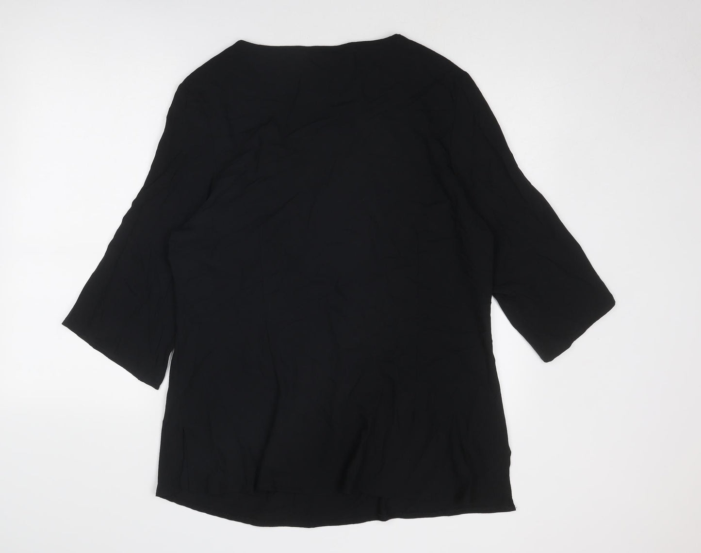 Bonmarché Womens Black Viscose Basic Blouse Size 20 Boat Neck
